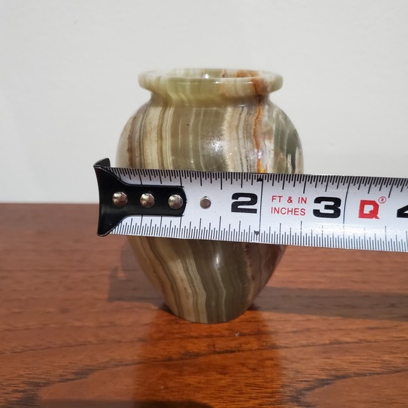 Onyx Polished Stone Vase Brown, tan, green,‎ cream 4" Tall - Picture 8 of 10
